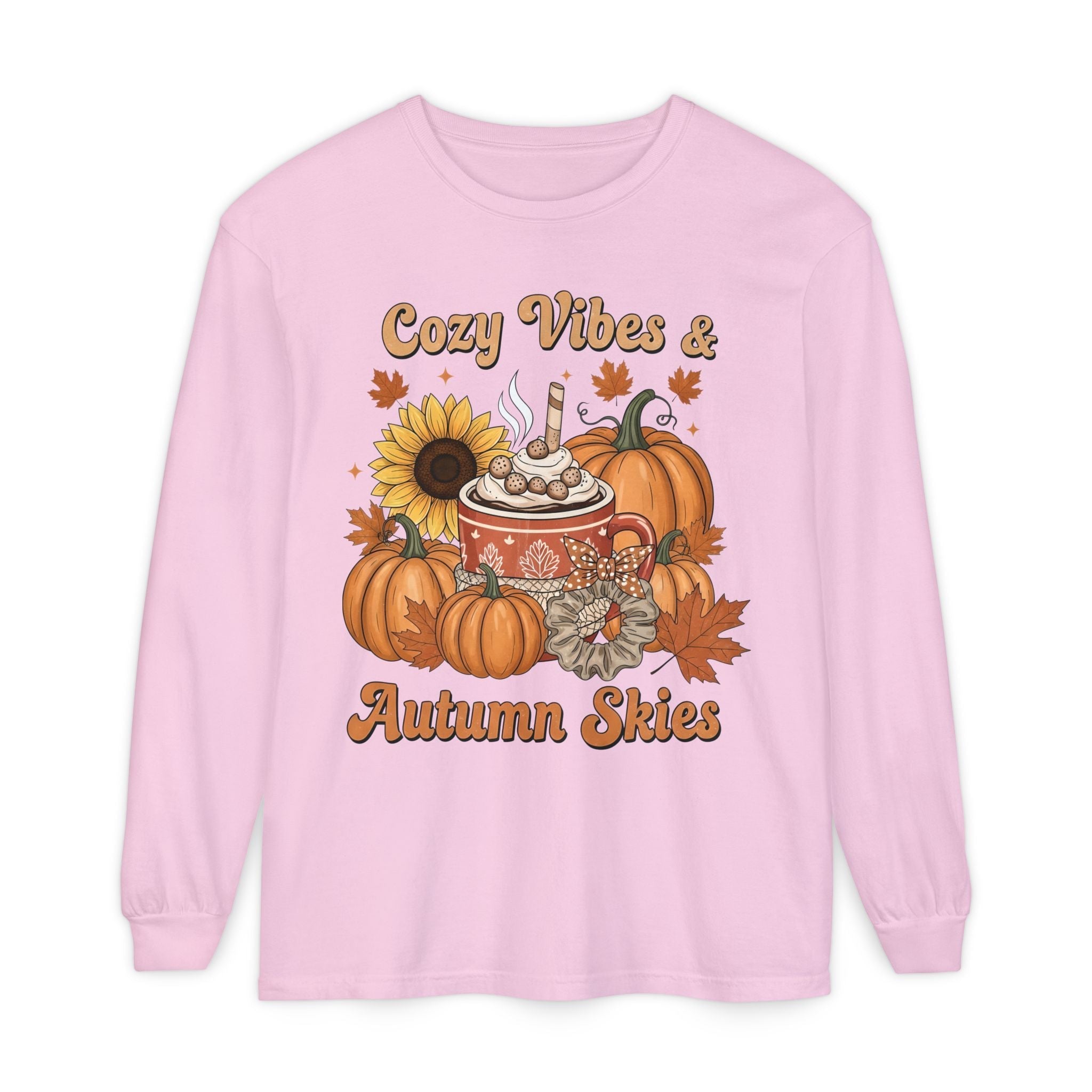 Cozy Autumn Long Sleeve T-Shirt - Pumpkin Spice Fall Fashion