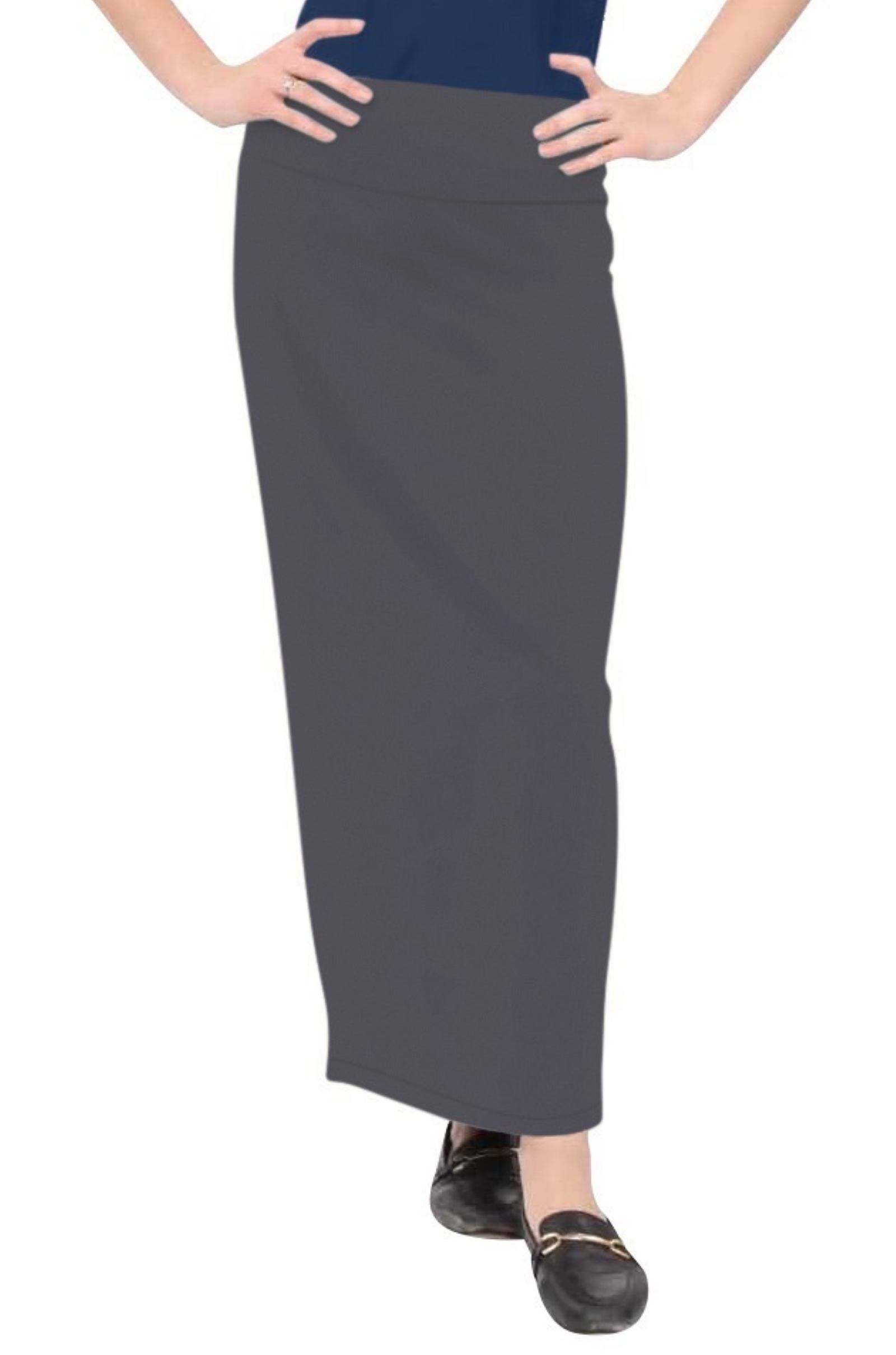 Women's and Plus Size Stretch Maxi Pencil Skirt - Cotton Blend and No Slits
