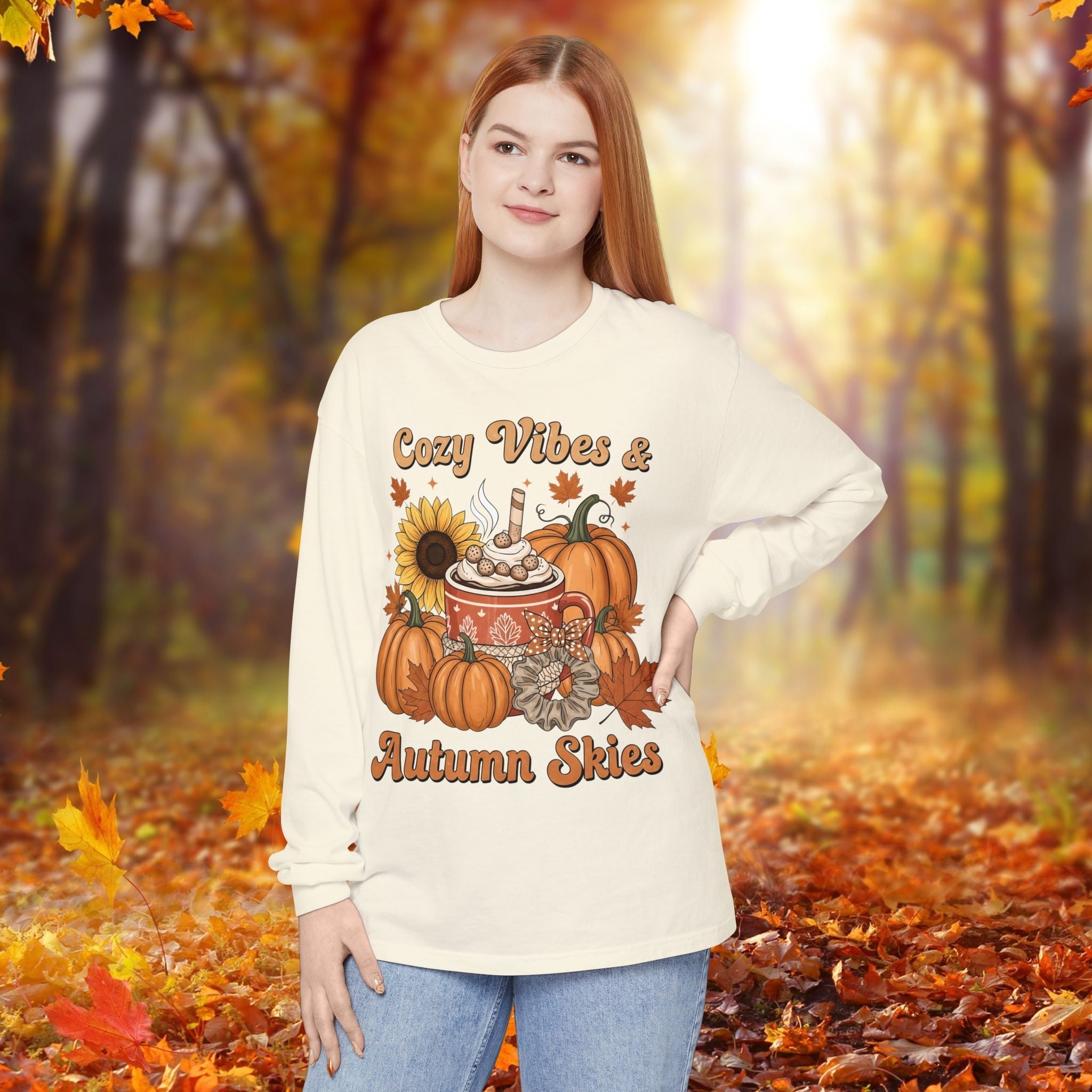 Cozy Autumn Long Sleeve T-Shirt - Pumpkin Spice Fall Fashion