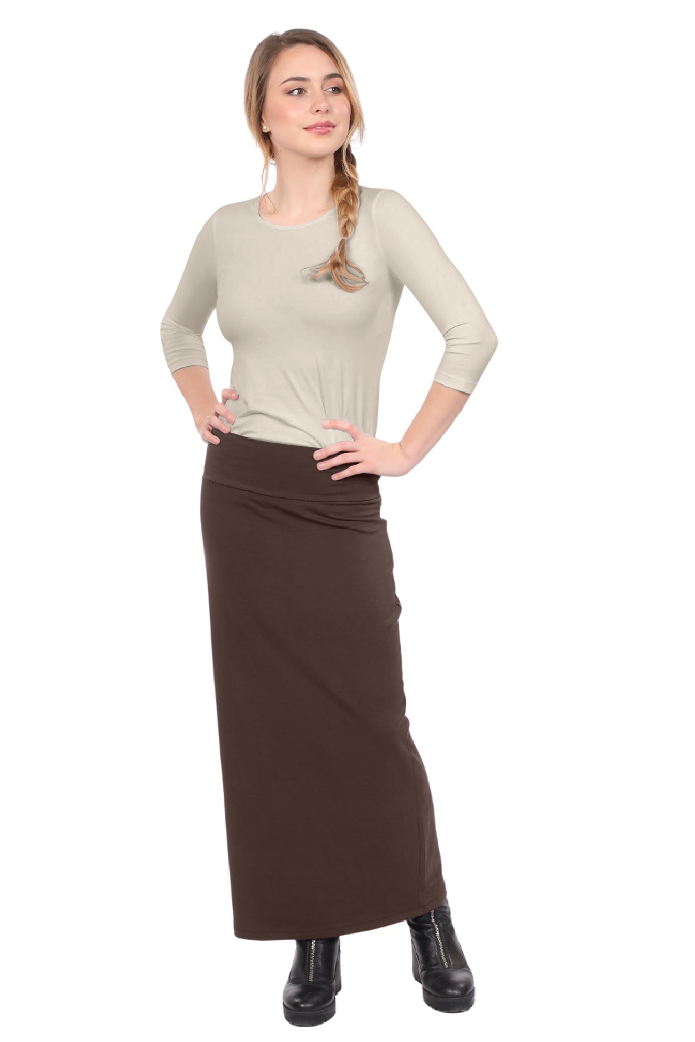 Women's and Plus Size Stretch Maxi Pencil Skirt - Cotton Blend and No Slits