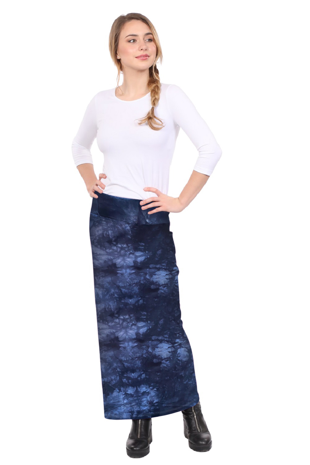 Women's and Plus Size Stretch Maxi Pencil Skirt - Cotton Blend and No Slits