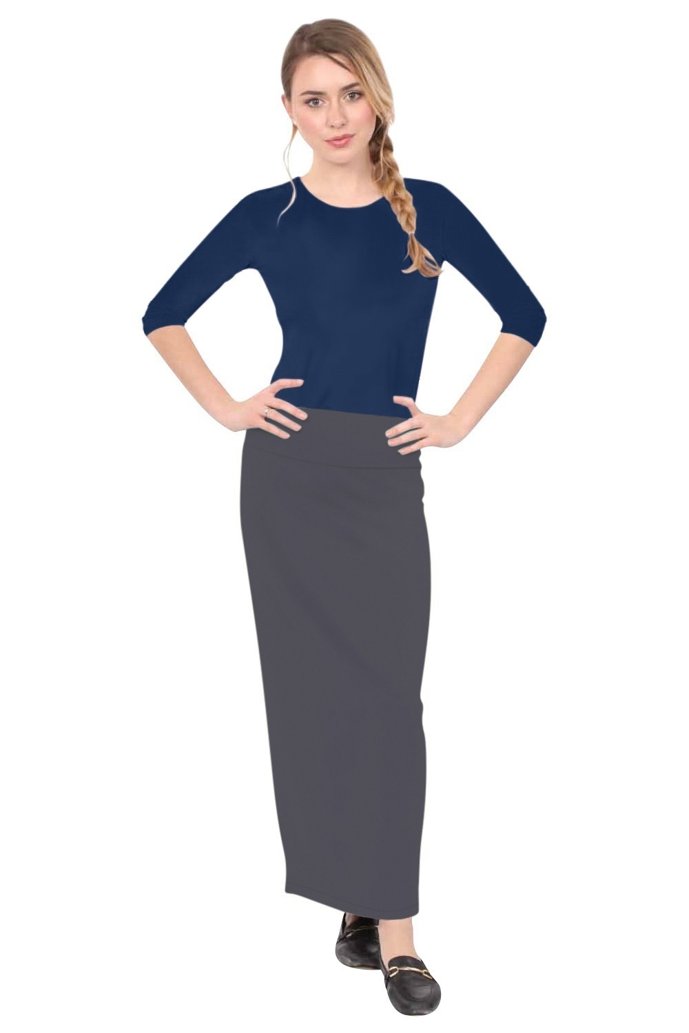 Women's and Plus Size Stretch Maxi Pencil Skirt - Cotton Blend and No Slits
