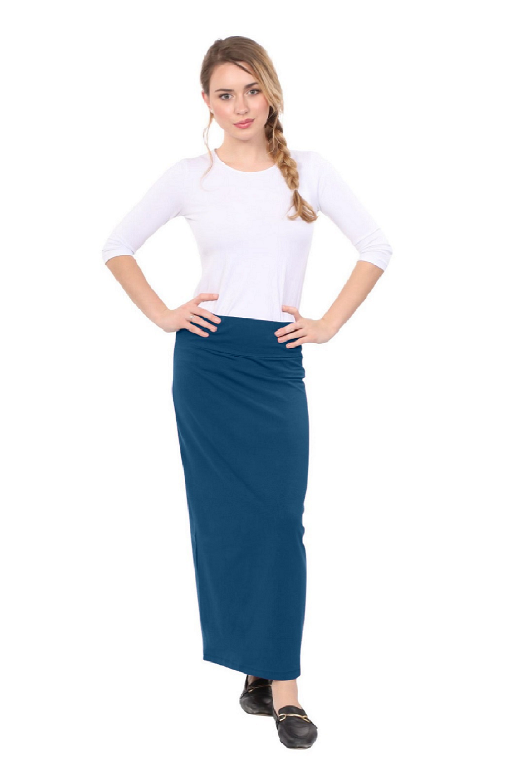 Women's and Plus Size Stretch Maxi Pencil Skirt - Cotton Blend and No Slits