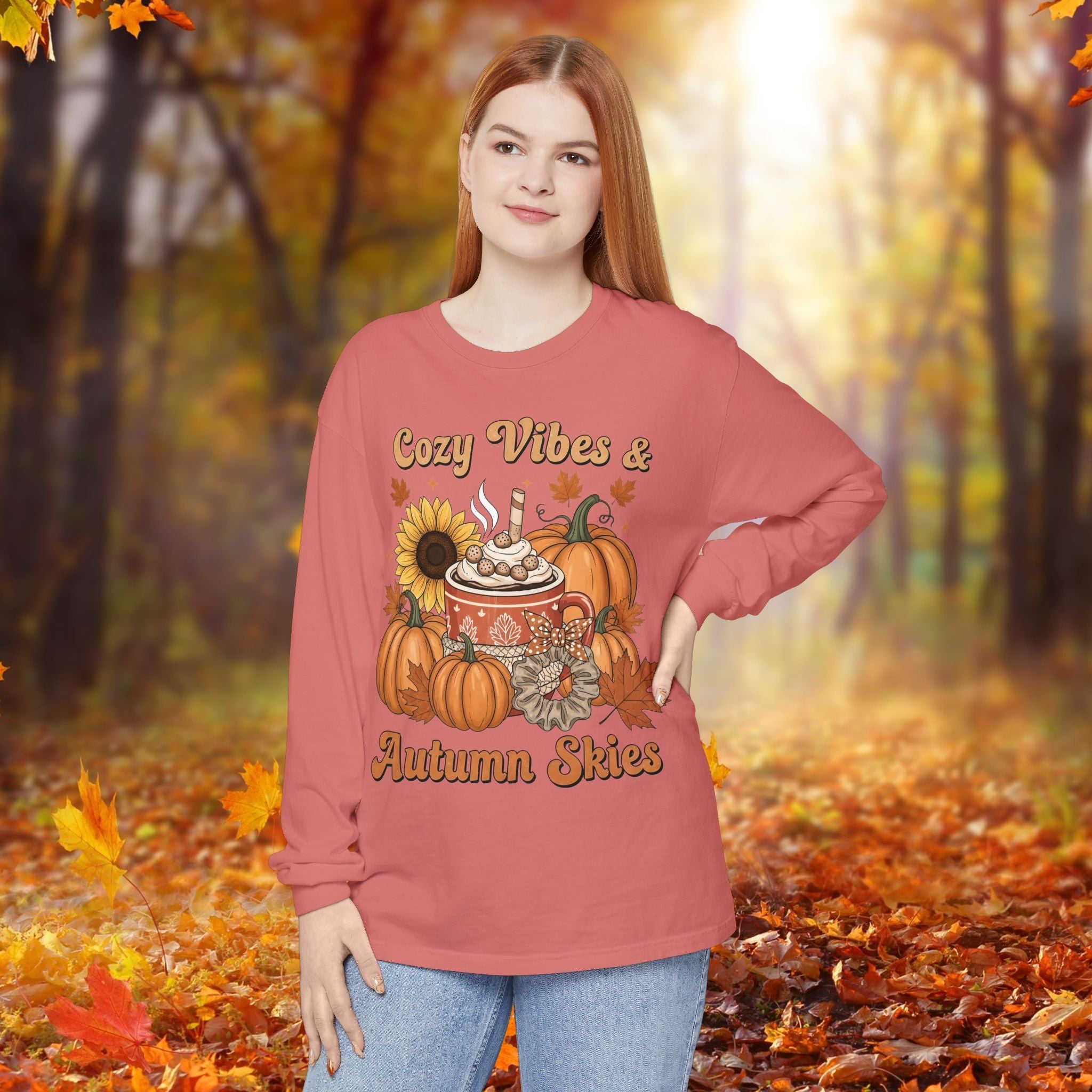 Cozy Autumn Long Sleeve T-Shirt - Pumpkin Spice Fall Fashion
