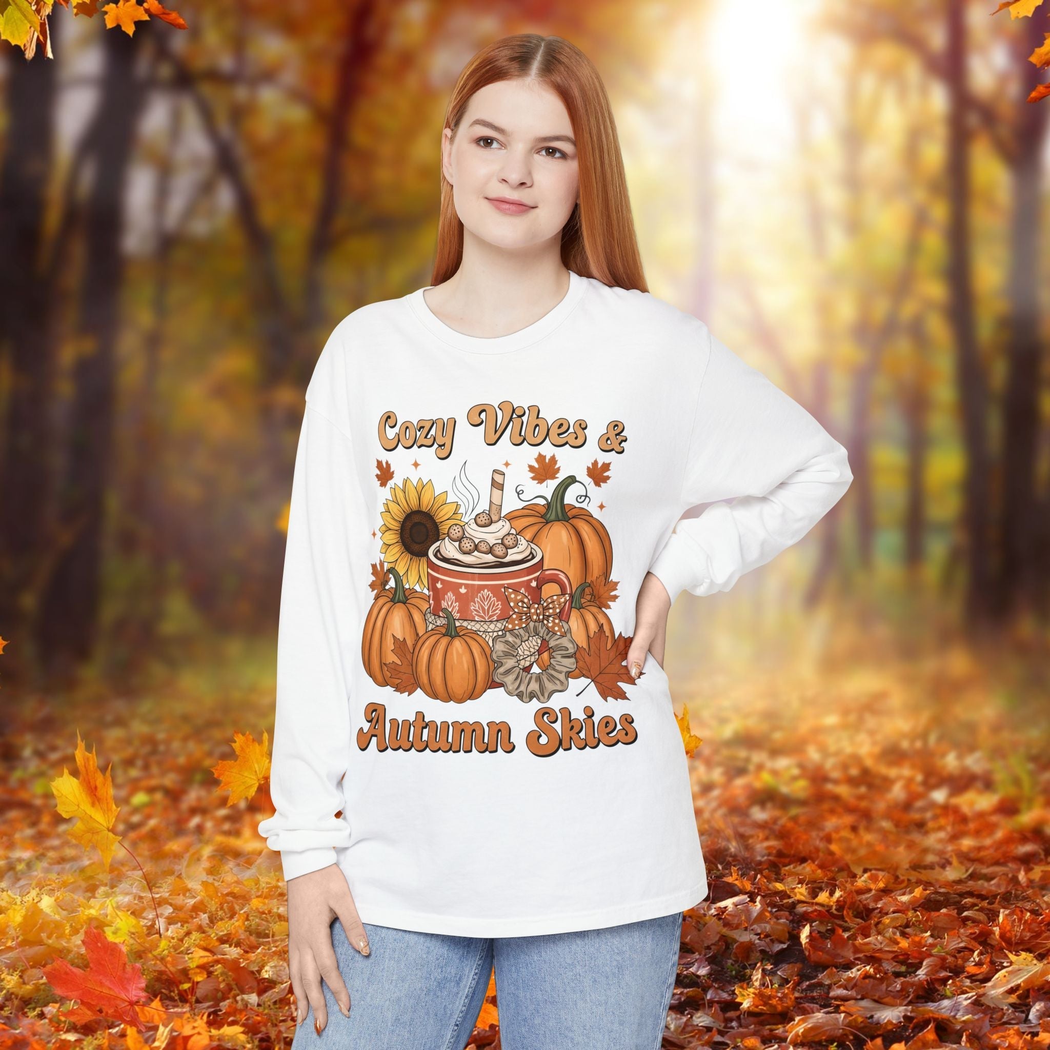 Cozy Autumn Long Sleeve T-Shirt - Pumpkin Spice Fall Fashion