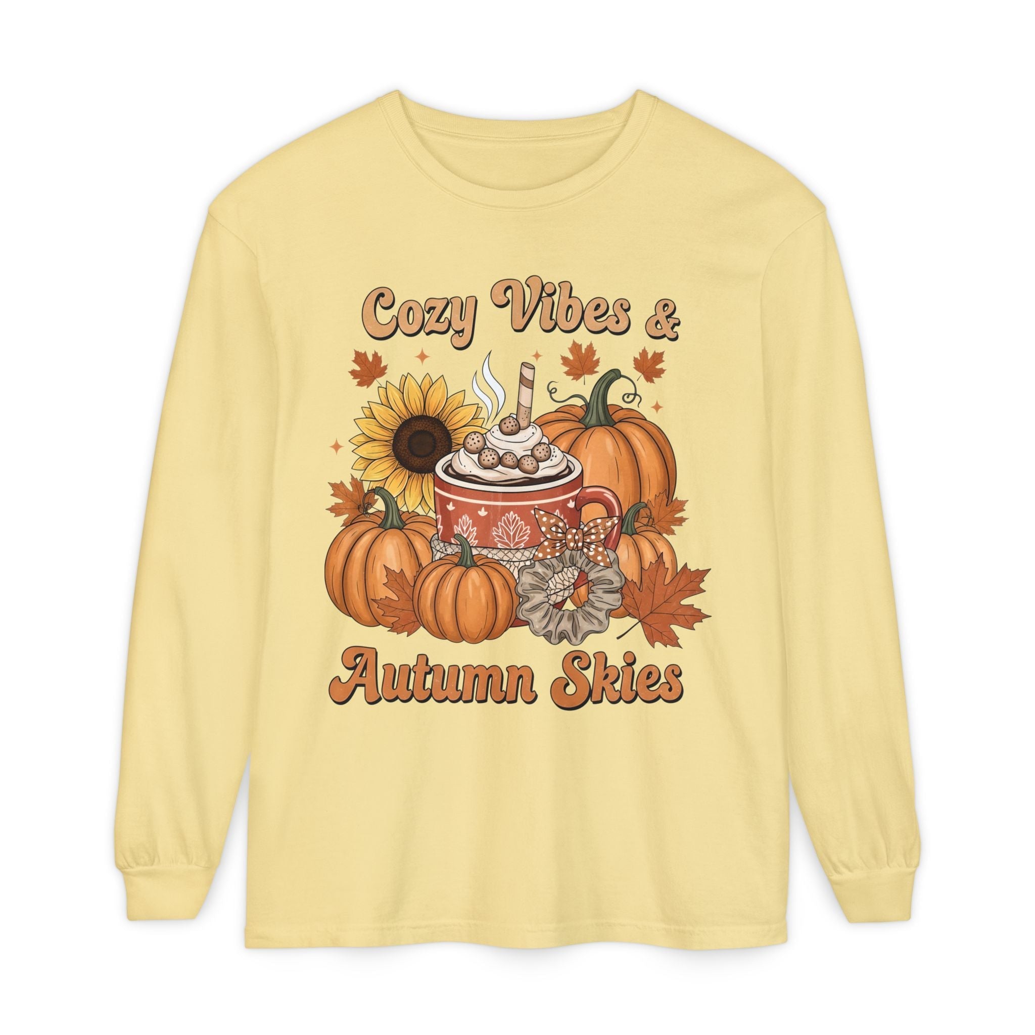 Cozy Autumn Long Sleeve T-Shirt - Pumpkin Spice Fall Fashion