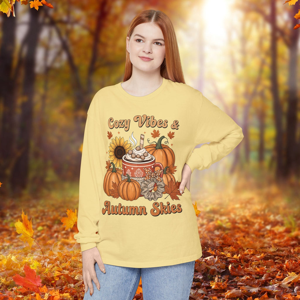 Cozy Autumn Long Sleeve T-Shirt - Pumpkin Spice Fall Fashion