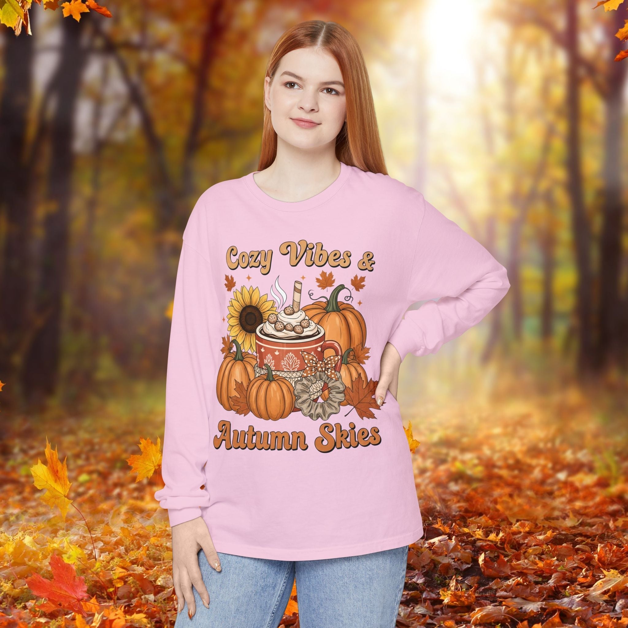 Cozy Autumn Long Sleeve T-Shirt - Pumpkin Spice Fall Fashion