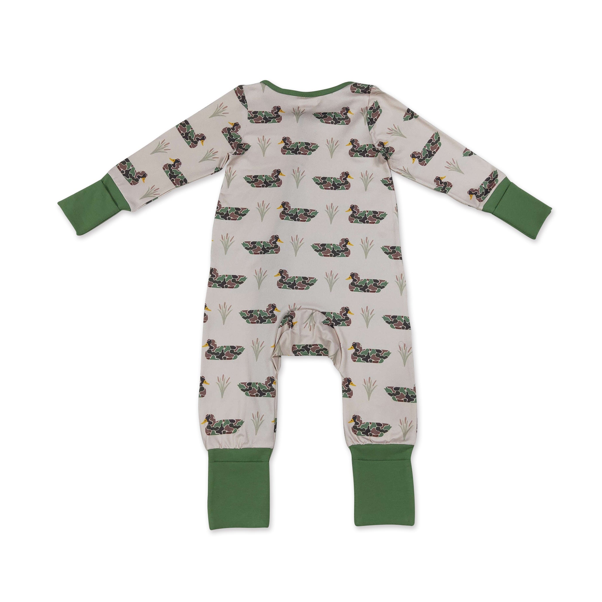 Long sleeves camo duck baby boy hunting zipper romper